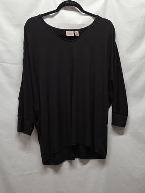 Chico's Black Oversized V-Neck Dolman Tunic